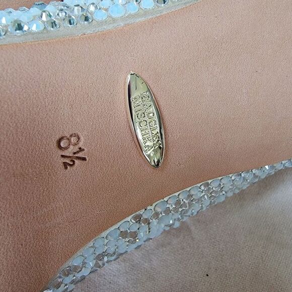 #NEW #Badgley Mischka Madison Kitten Heel Ivory Satin Gem #Pumps Sz 8.5M w Pouch - Picture 9 of 12